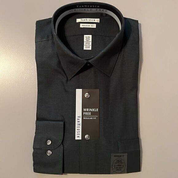 NWT Van Heusen Wrinkle Free Regular Fit Long Sleeve Button Down Shirt Size L - Picture 1 of 6